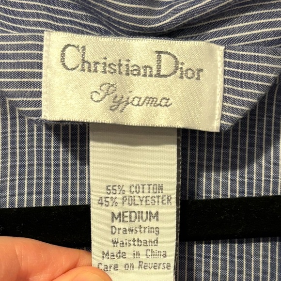 Christian Dior Vintage Pinstriped Pajama Top - Picture 3 of 3